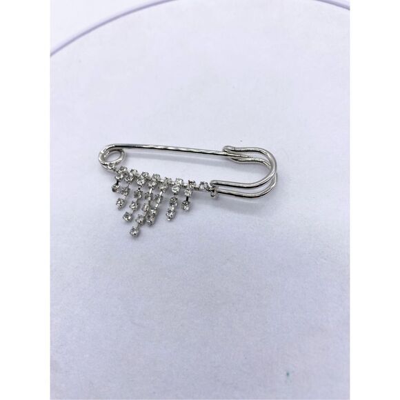 Women Brooch Pins Sweater Shawl Clips Faux Crystal and Pearl Brooches, Safety Pi - Picture 3 of 5